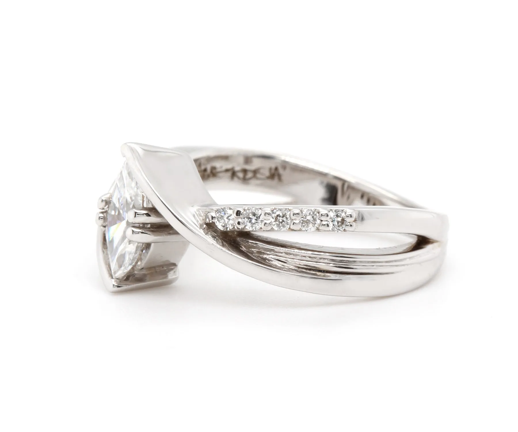 Modern Multirow Marquise Diamond Engagement Ring