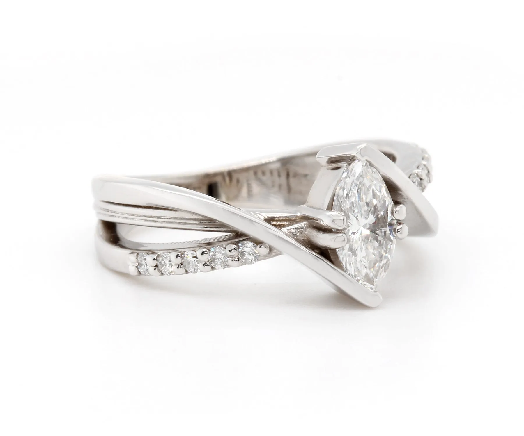 Modern Multirow Marquise Diamond Engagement Ring