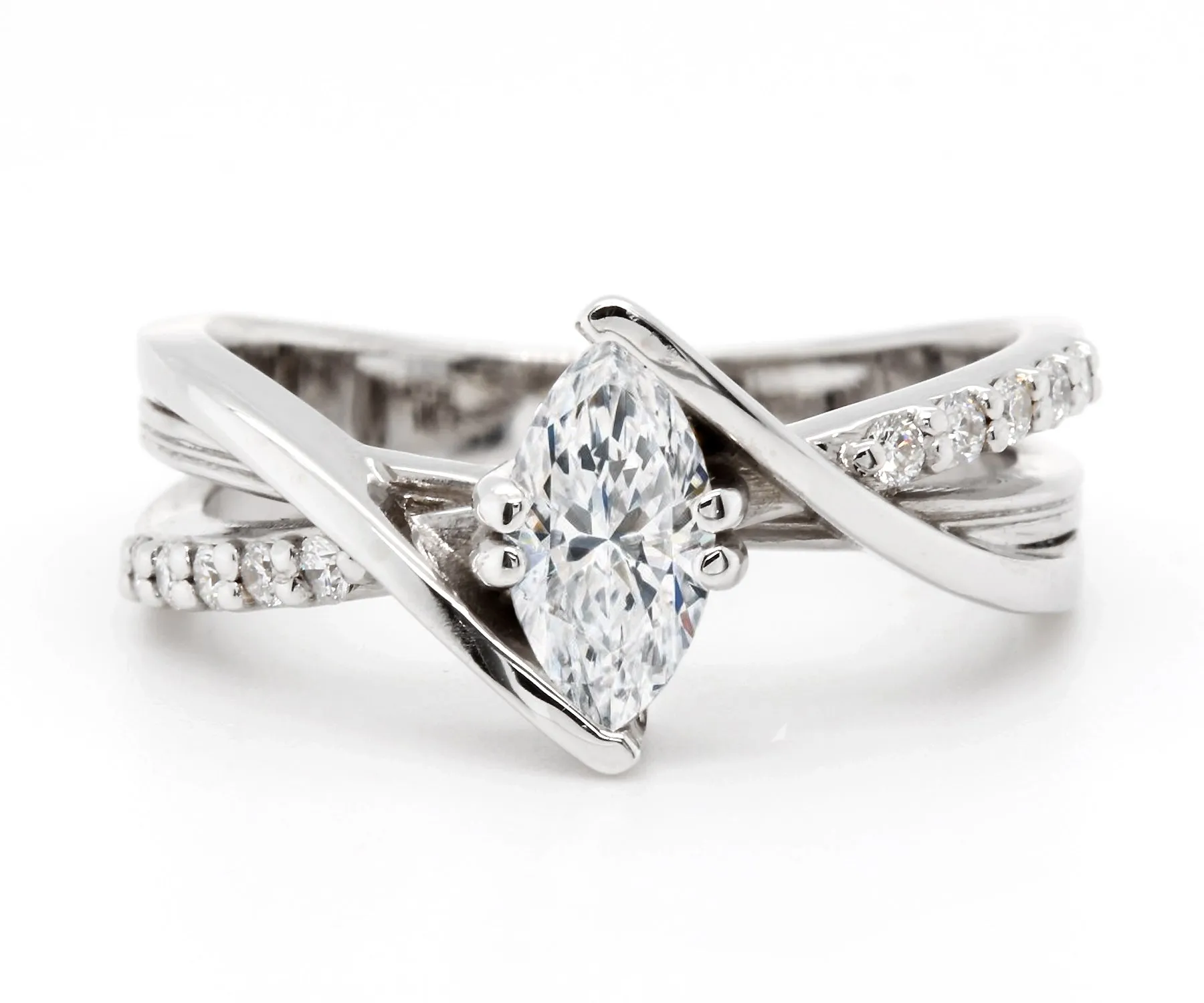 Modern Multirow Marquise Diamond Engagement Ring
