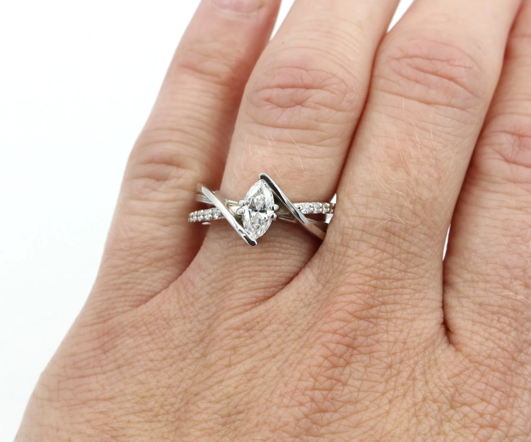 Modern Multirow Marquise Diamond Engagement Ring