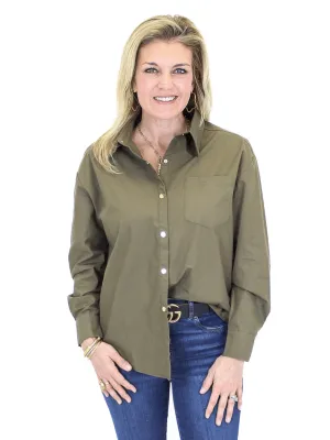 Molly Bracken Structured Button Down - Olive