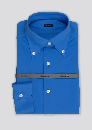Moroccan Blue Button-down Cotton Jersey Shirt