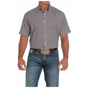 MTW1704150 Cinch Men's Short Sleeve ArenaFlex Button down Shirt - White Print
