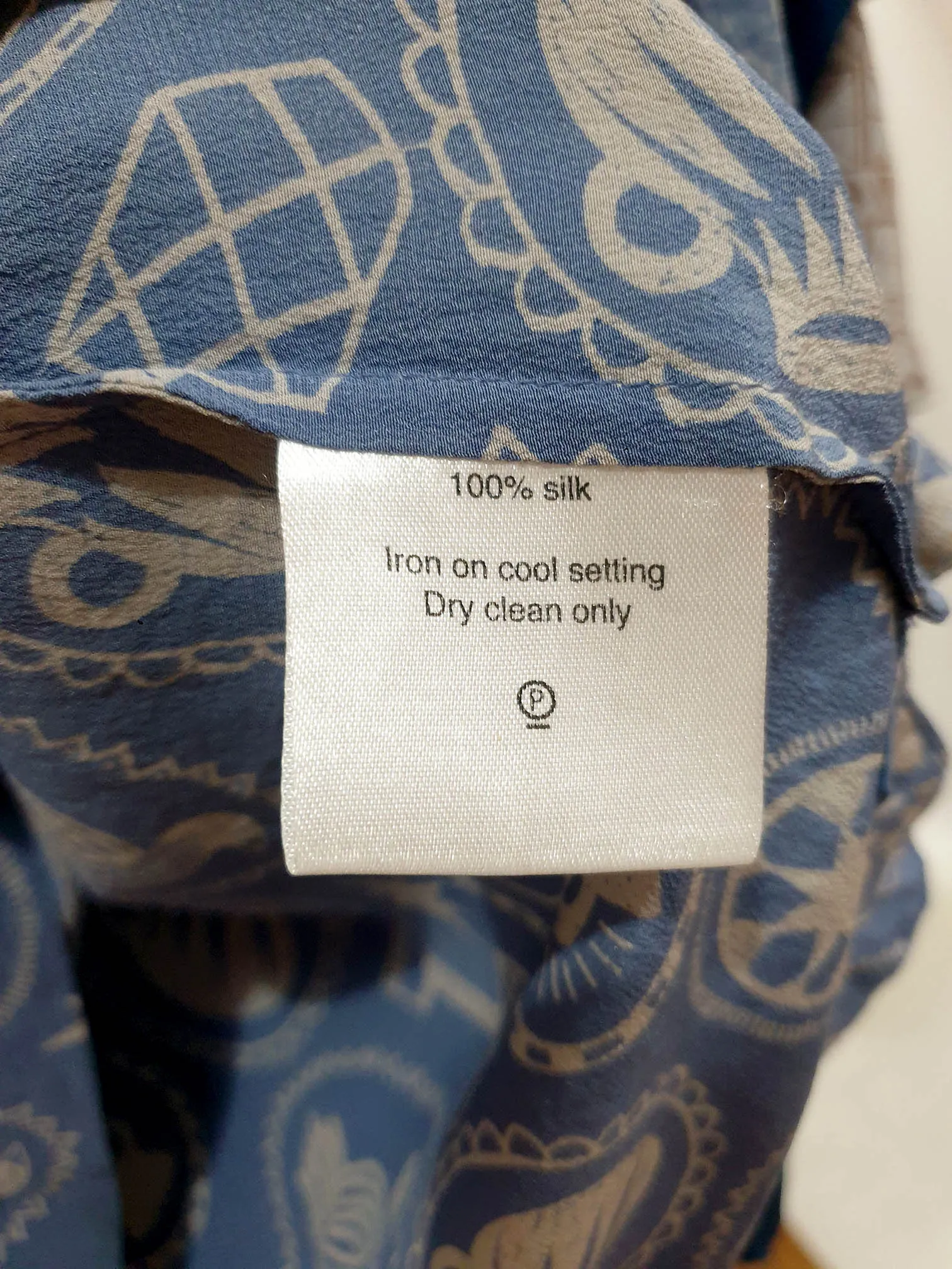 Nancybird blue symbol print silk top size M