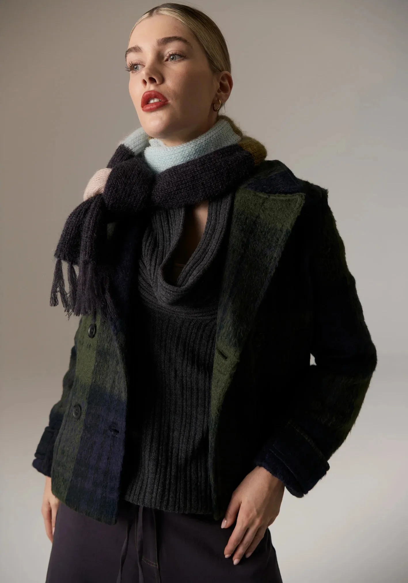 Nashia Pea Coat in Khaki/Ink by POL