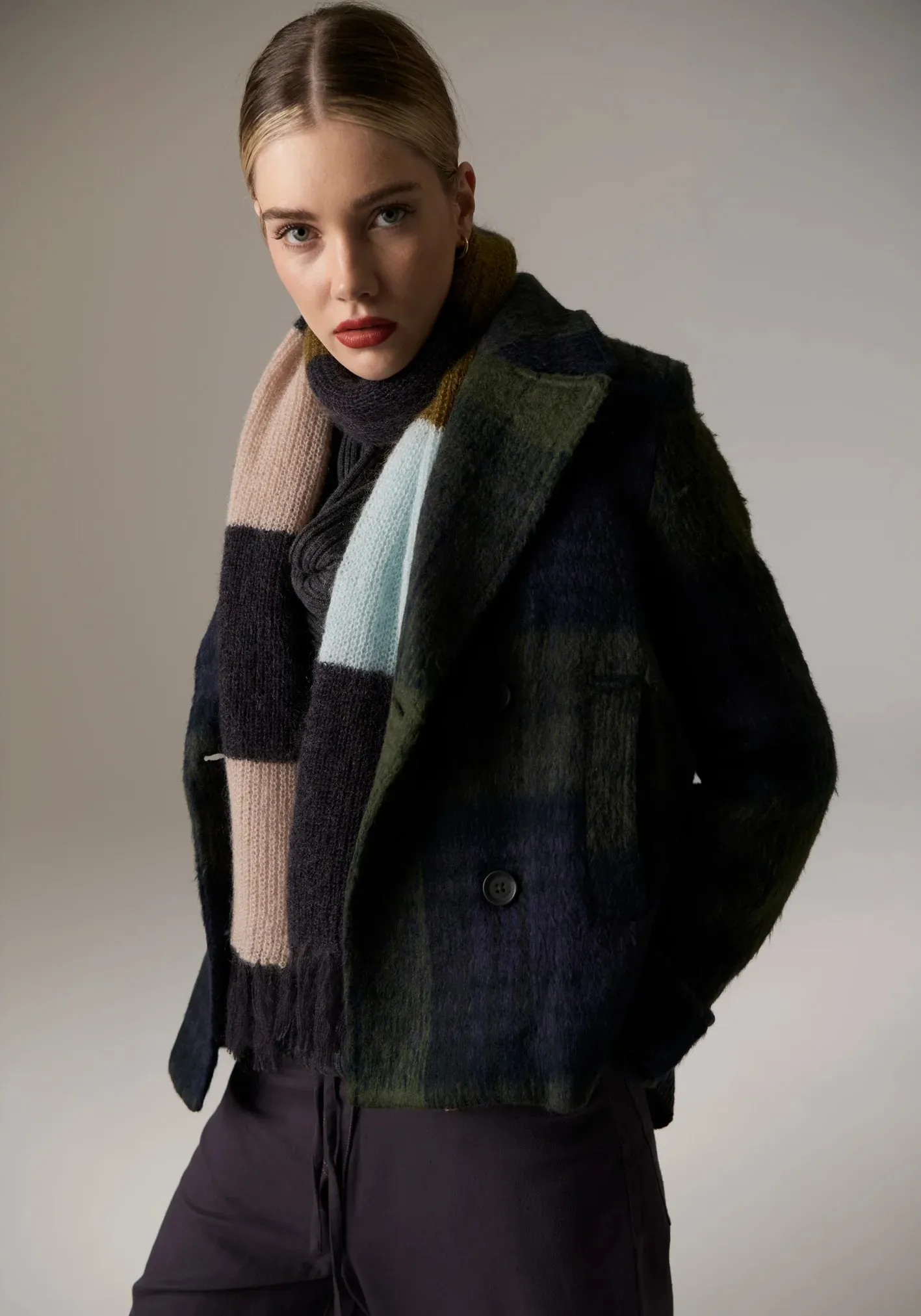 Nashia Pea Coat in Khaki/Ink by POL