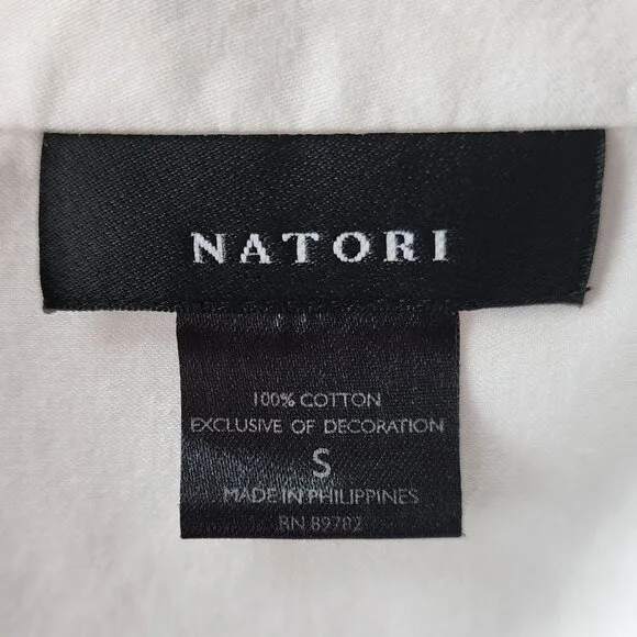 Natori Womens Small Pajamas Two Piece White Black Set