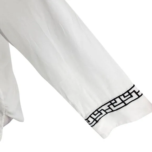Natori Womens Small Pajamas Two Piece White Black Set