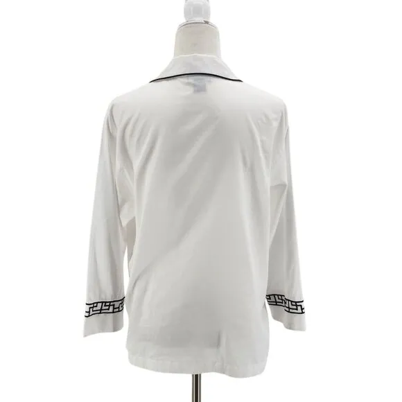 Natori Womens Small Pajamas Two Piece White Black Set