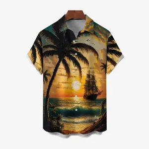 Nautical Casual Chest Pocket Short Sleeve Shirt 2308100938