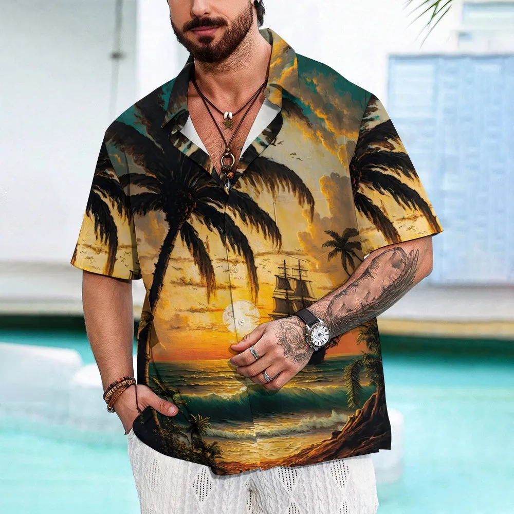 Nautical Casual Chest Pocket Short Sleeve Shirt 2308100938