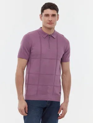 Navaro Grid Pattern Polo Shirt