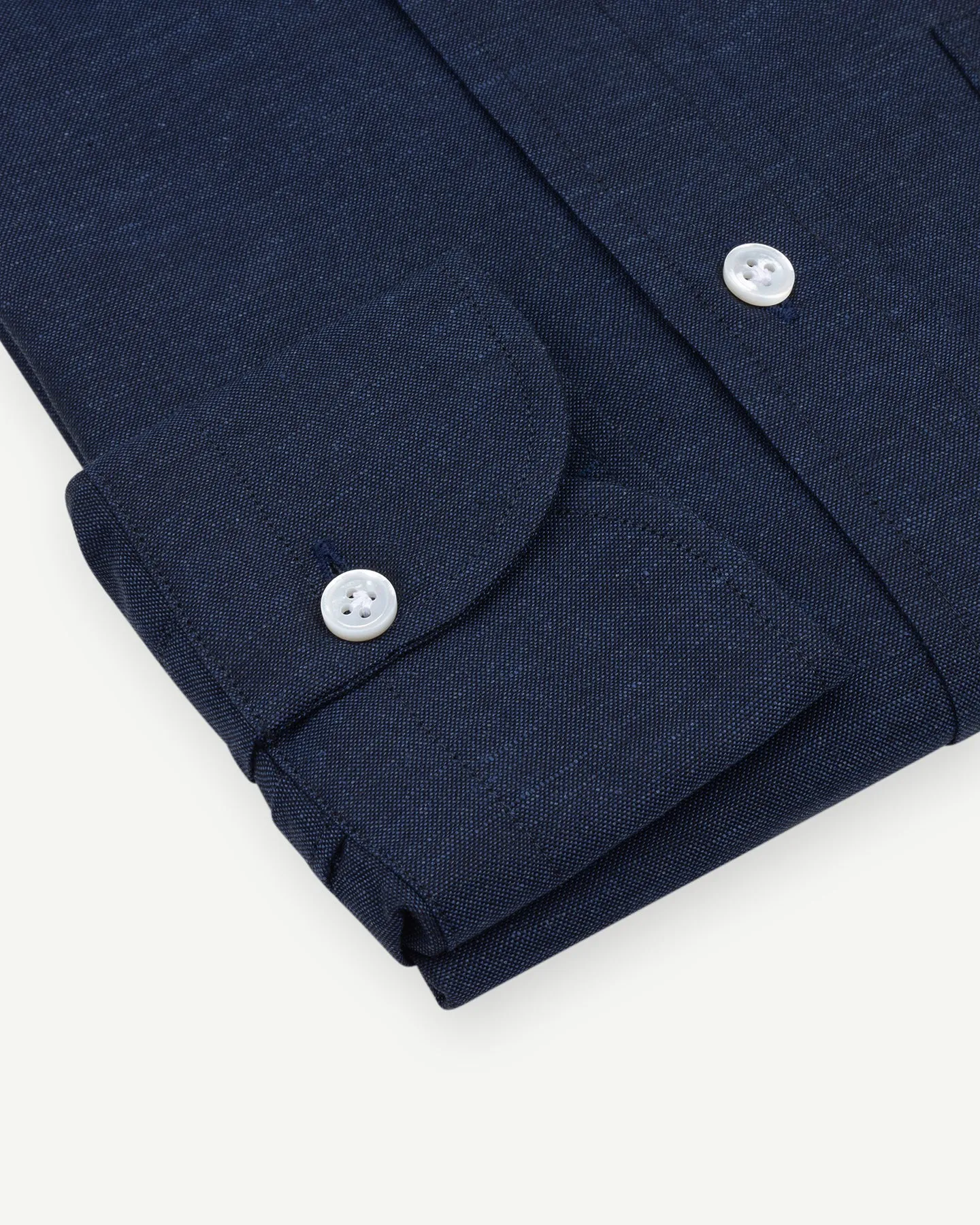 Navy Cotton Linen Button Down Shirt