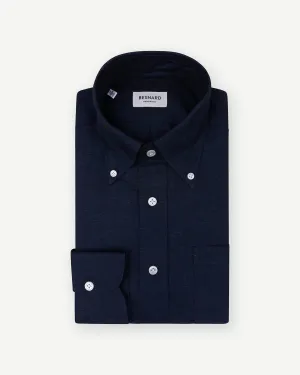 Navy Cotton Linen Button Down Shirt