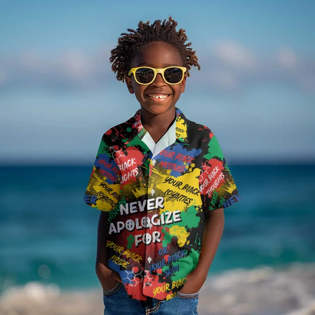 Never Apologize For Being Black Kid Hawaiian Shirt DT02
