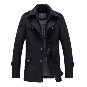 new arrival 2016 mens autumn and winter high quality basical wool blends jackets and coats single button  pea coat