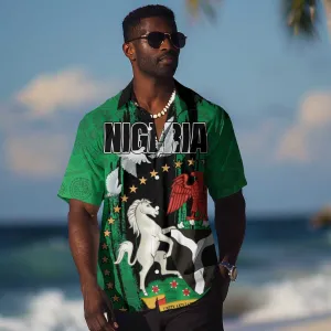 Nigeria Independence Day Hawaiian Shirt - National Seal with Peace Dove - African Pattern LT03