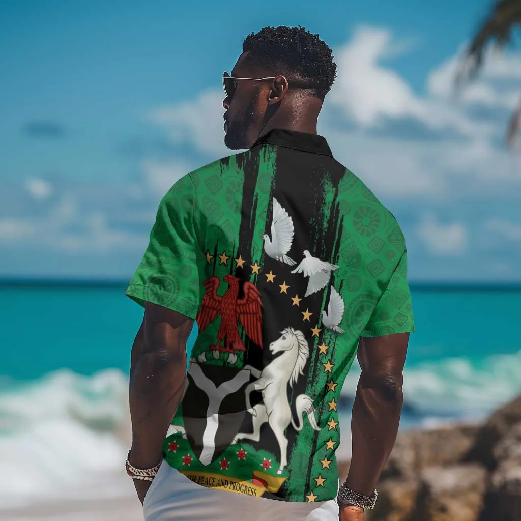 Nigeria Independence Day Hawaiian Shirt - National Seal with Peace Dove - African Pattern LT03