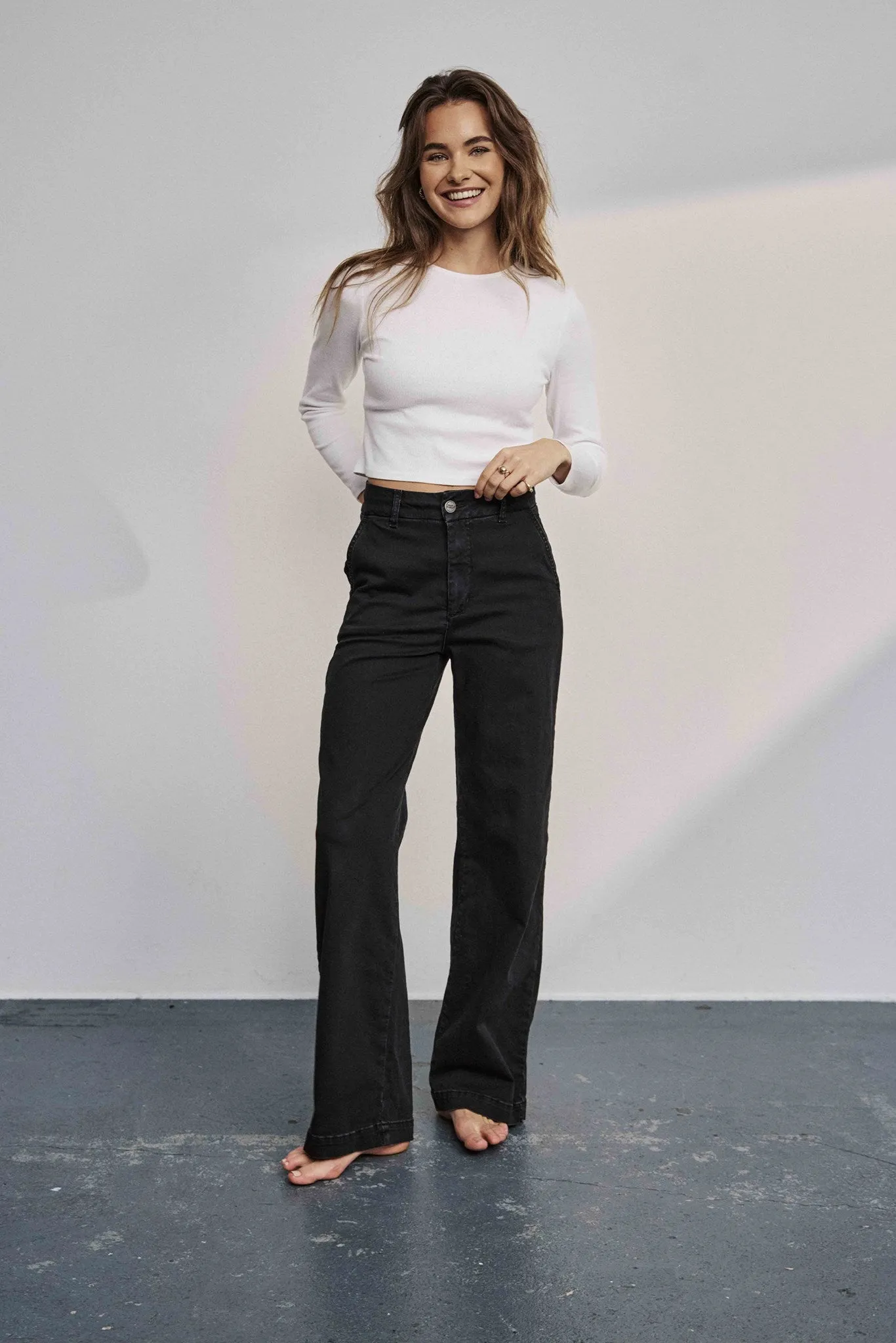 NUAMBER PANTS LONG BLACK - Caviar