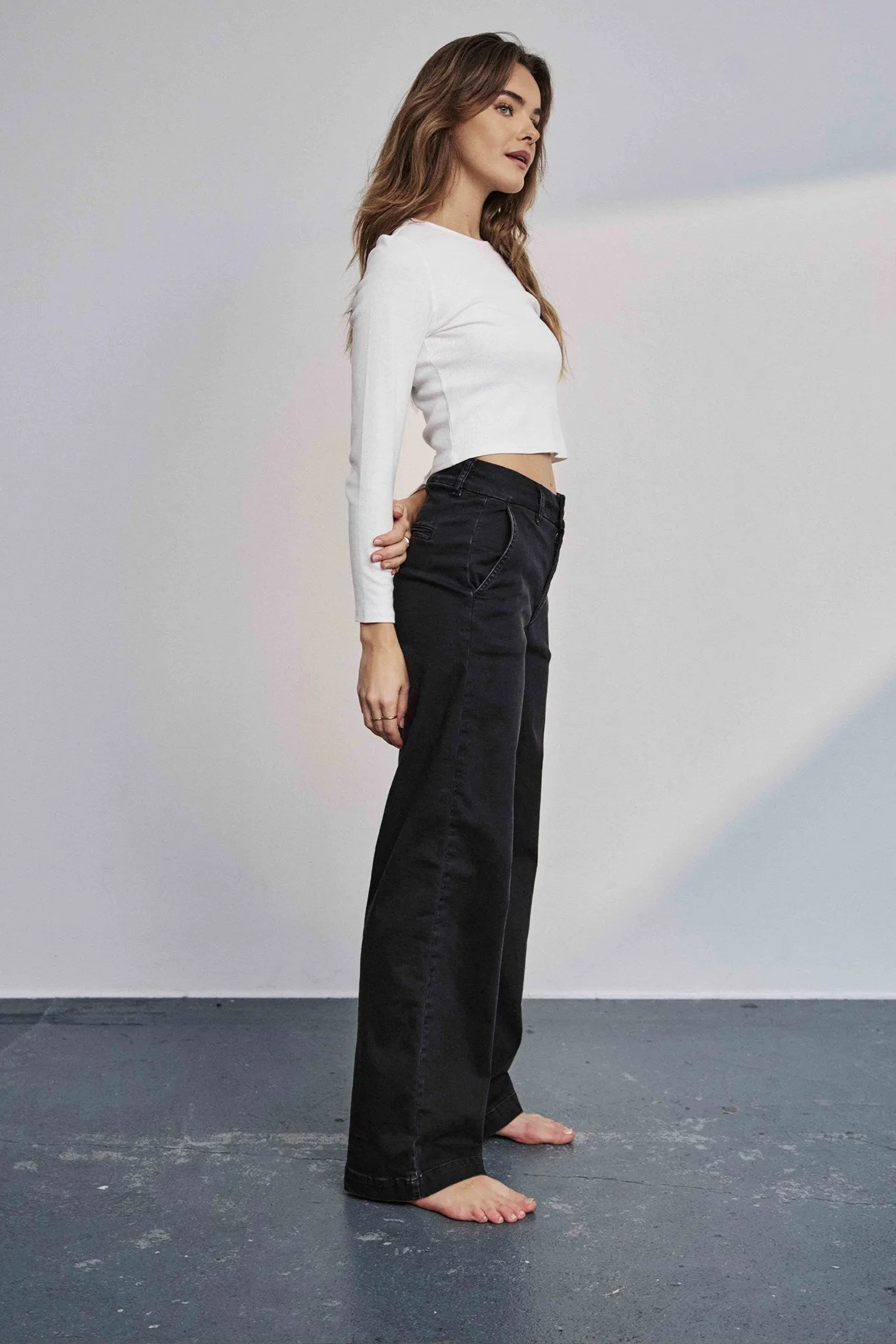 NUAMBER PANTS LONG BLACK - Caviar