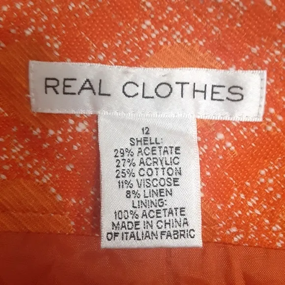 NWOT REAL CLOTHES Orange Mod print pencil skirt