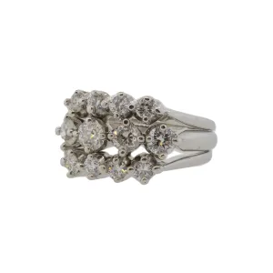 Old Mine and Modern Diamond Three Line Ring