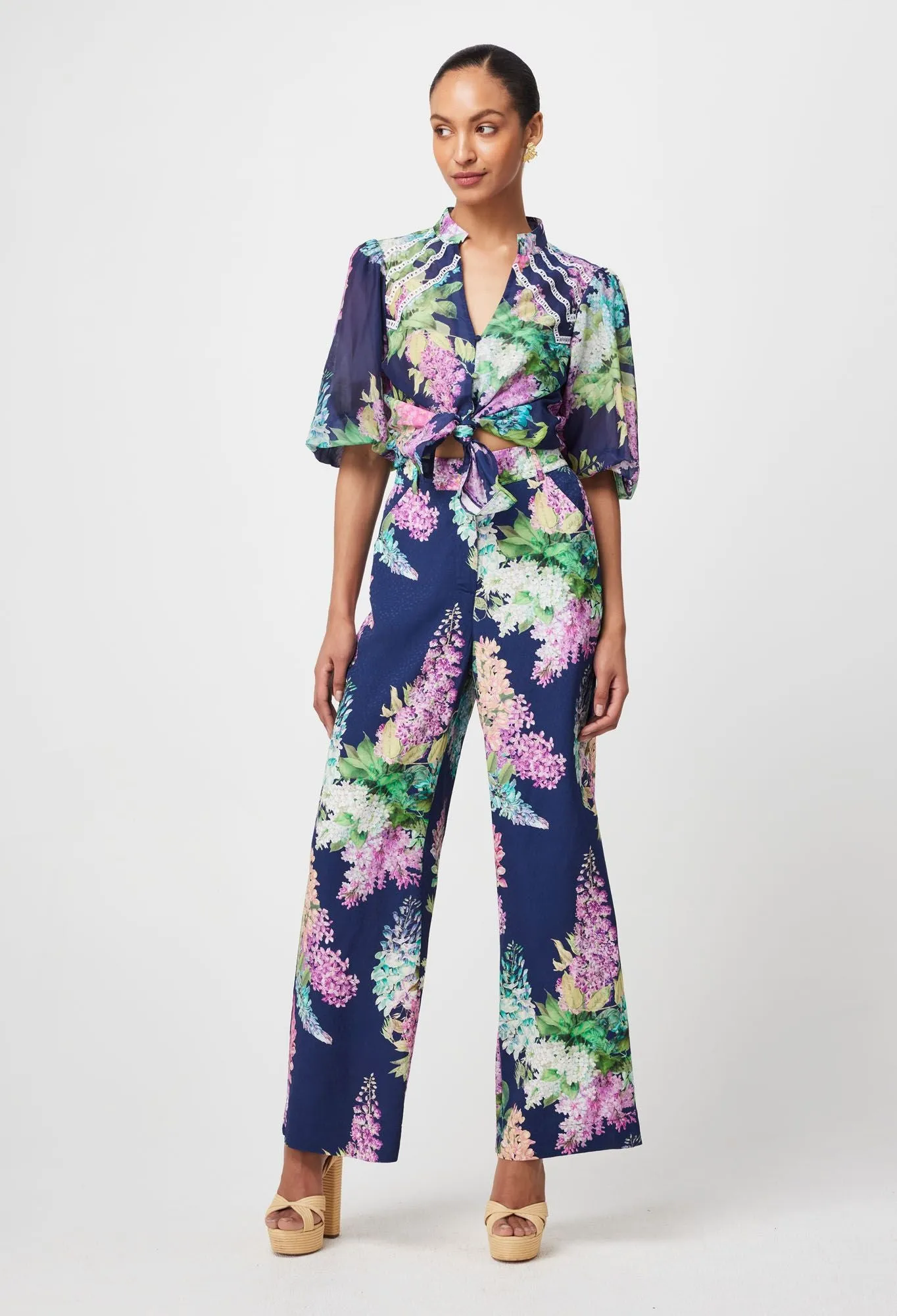 Once Was - Bahia Cotton Silk Skirt - Navy Wisteria