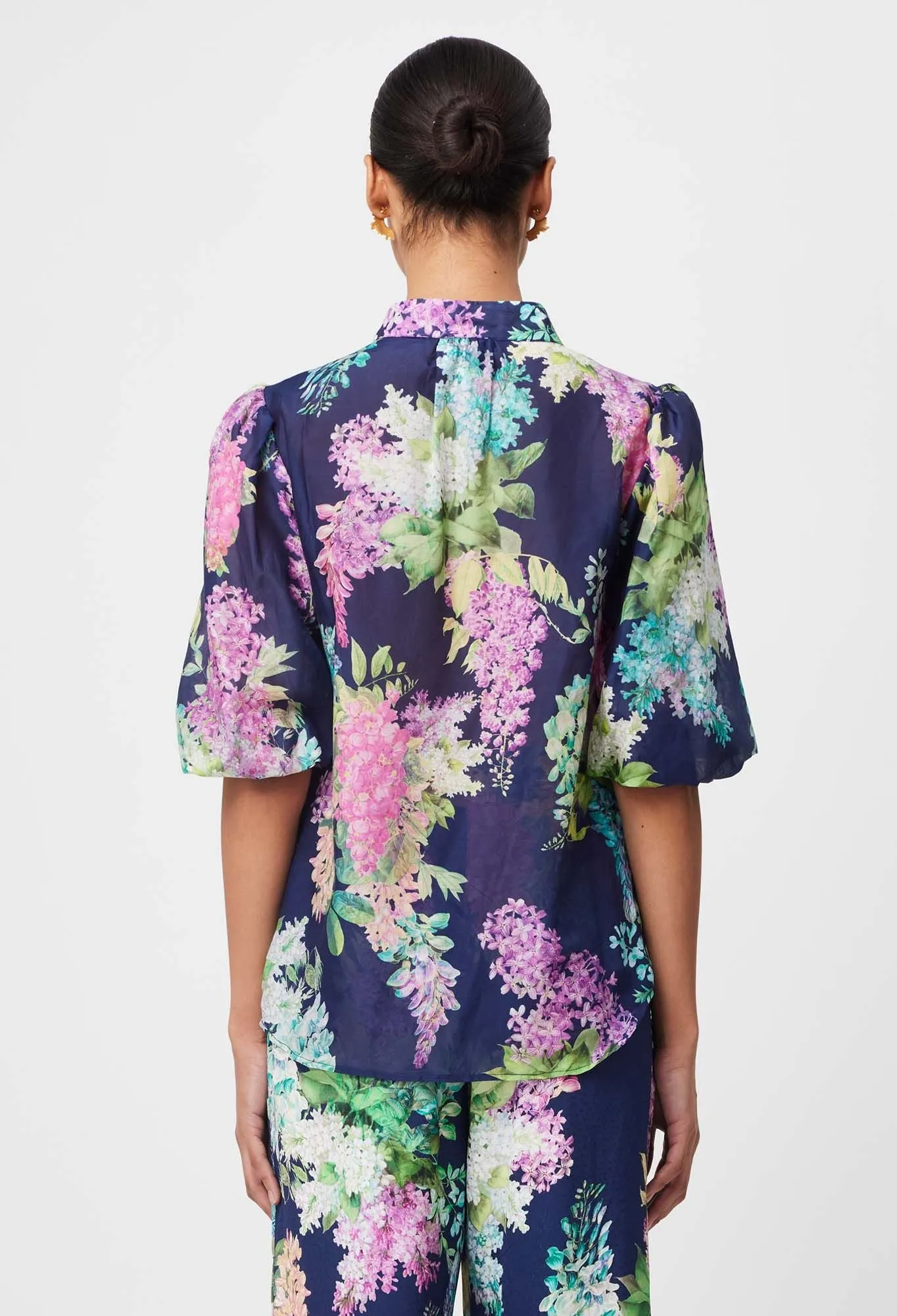 Once Was - Bahia Cotton Silk Skirt - Navy Wisteria
