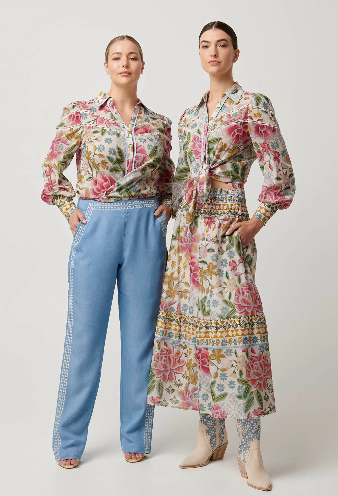 Once Was - Wren Lace Cotton Slub Shirt - Azalea Fields