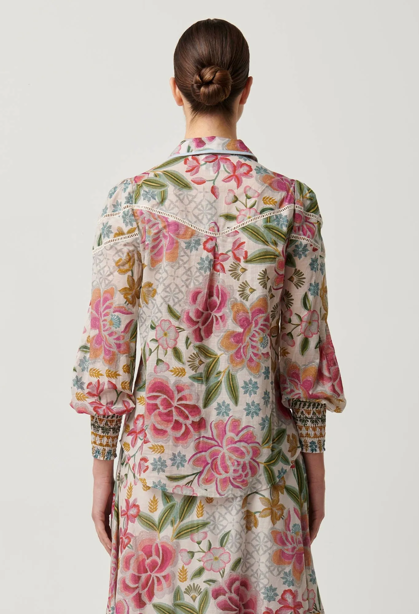 Once Was - Wren Lace Cotton Slub Shirt - Azalea Fields
