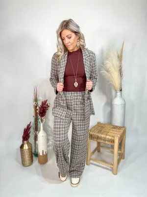 Oops, My Bad Plaid Wide Leg Pant, Taupe/Brown