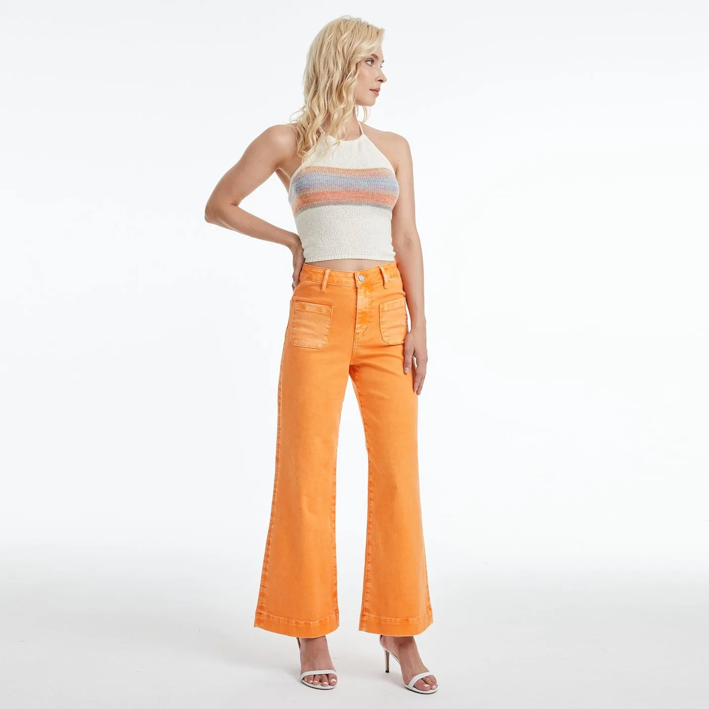 Orange Wide Leg Jeans