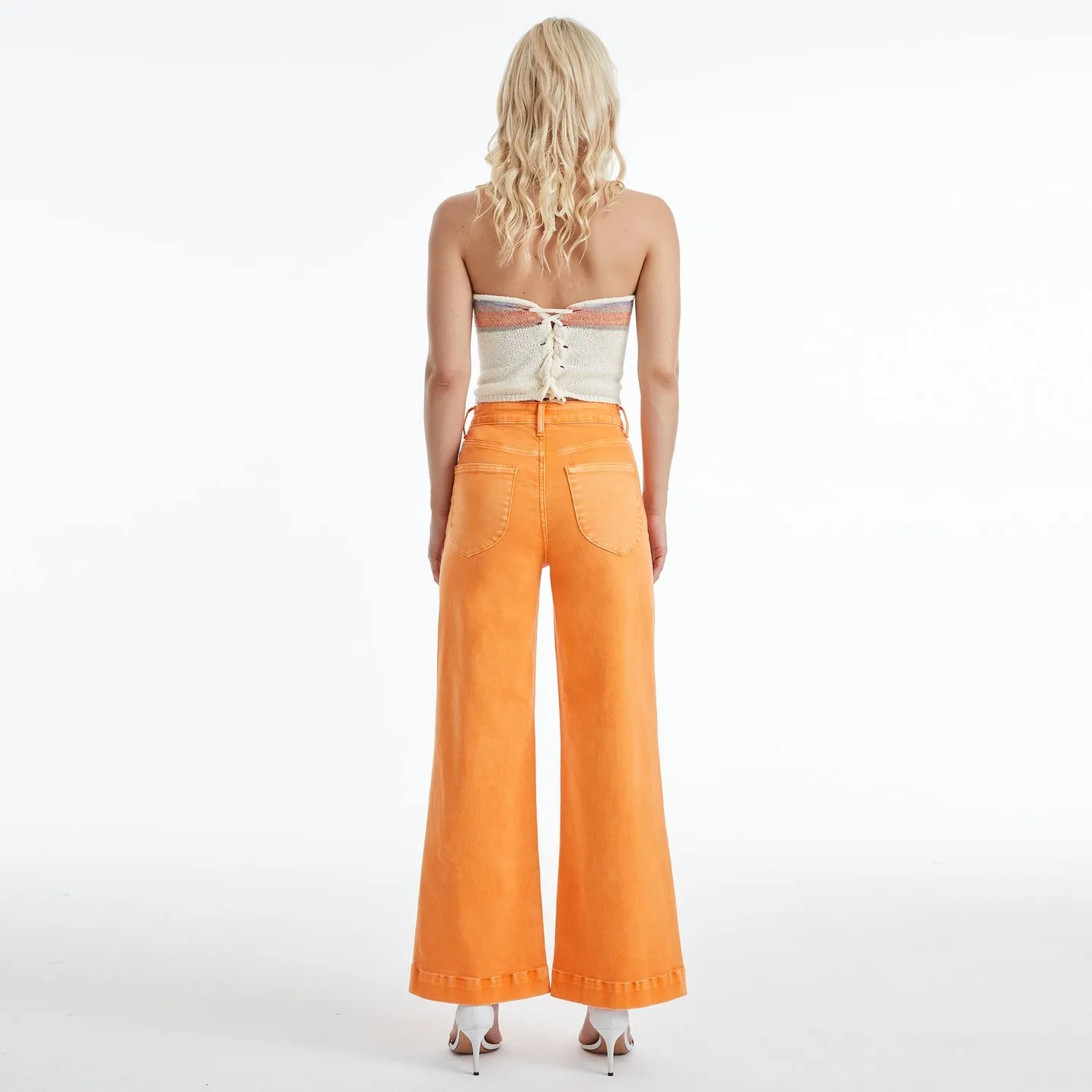 Orange Wide Leg Jeans