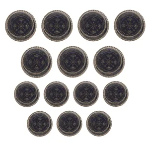 Ornate Snowflake Metal Buttons (7 Big   7 Small)