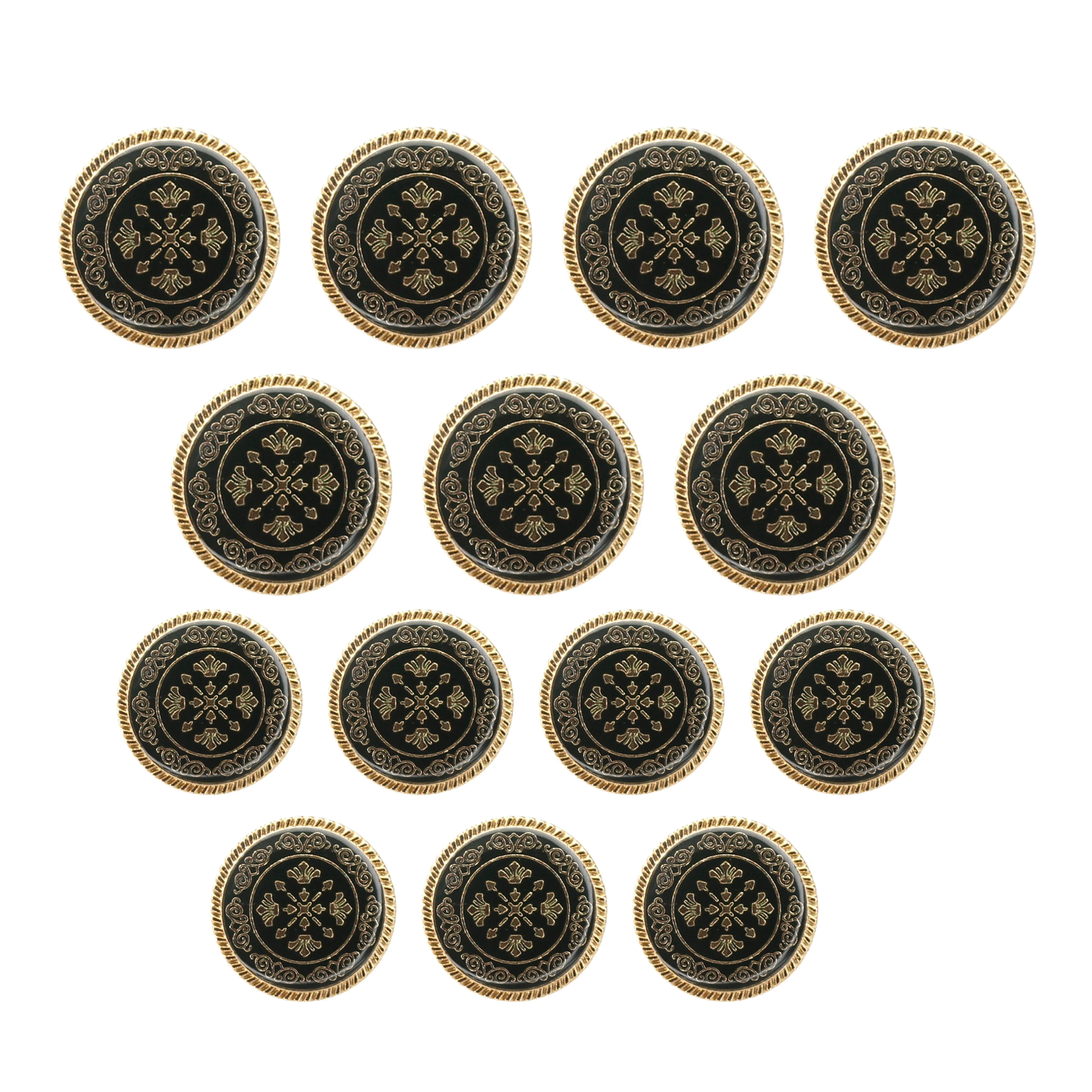Ornate Snowflake Metal Buttons (7 Big   7 Small)