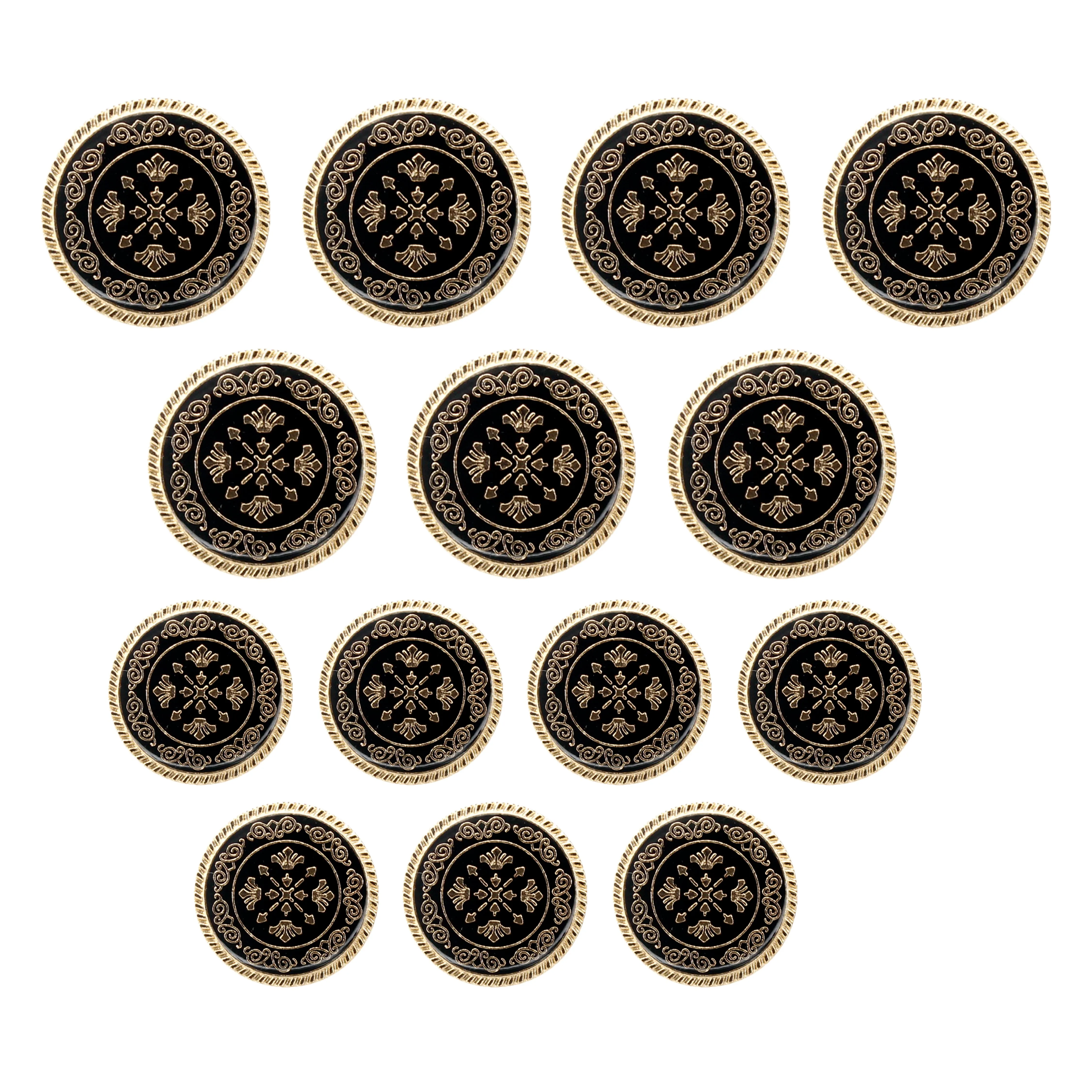 Ornate Snowflake Metal Buttons (7 Big   7 Small)