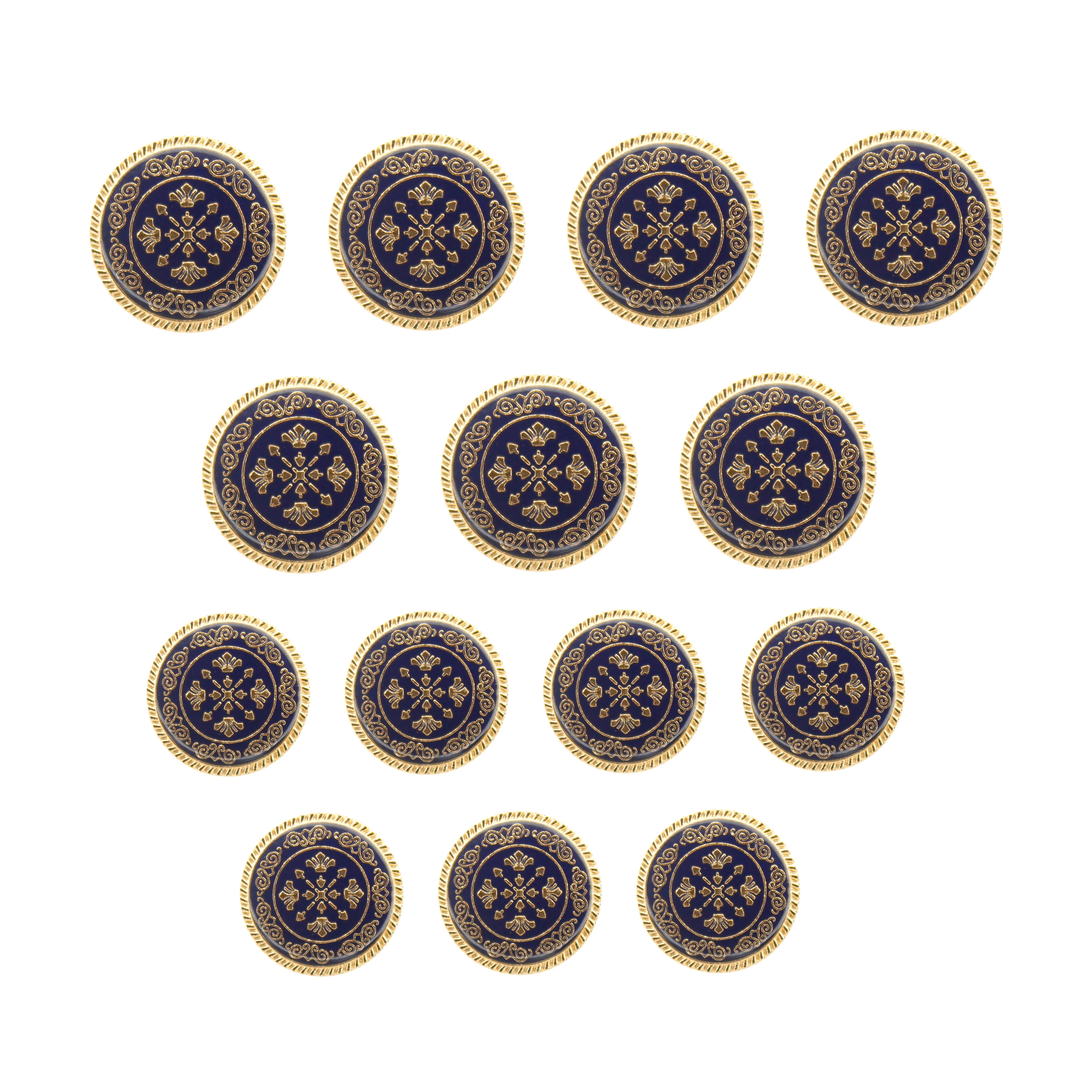 Ornate Snowflake Metal Buttons (7 Big   7 Small)