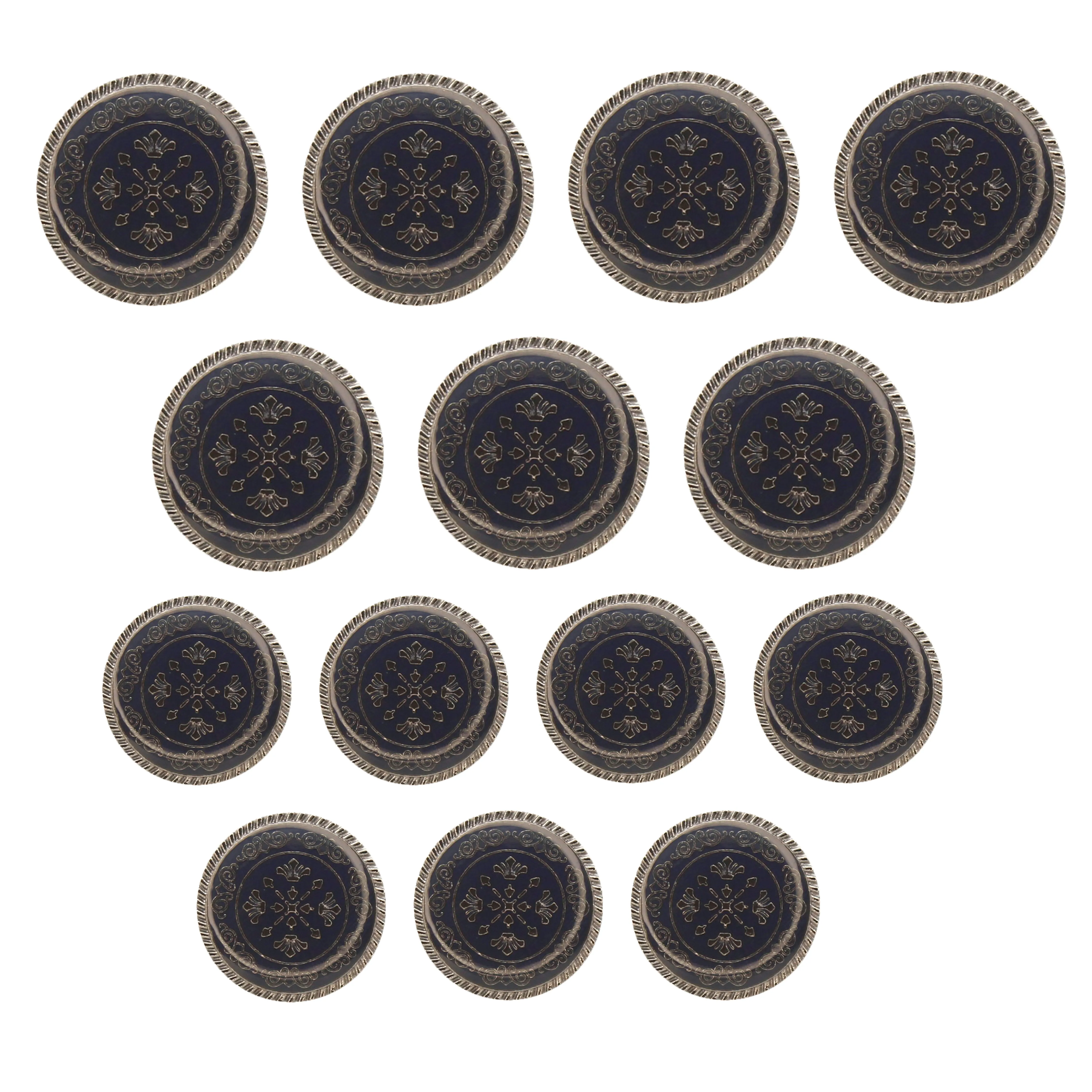 Ornate Snowflake Metal Buttons (7 Big   7 Small)