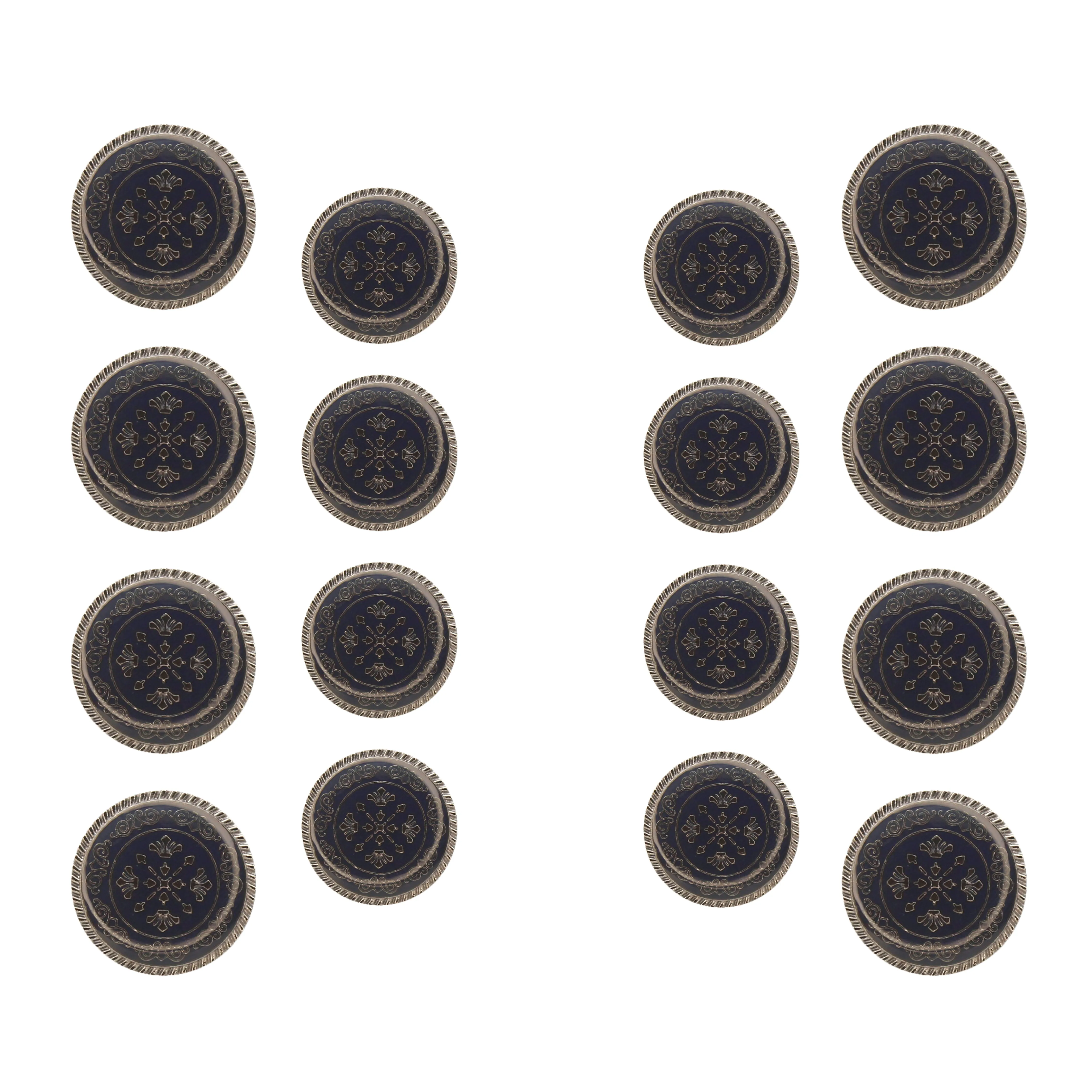 Ornate Snowflake Metal Buttons (8 Big   8 Small)