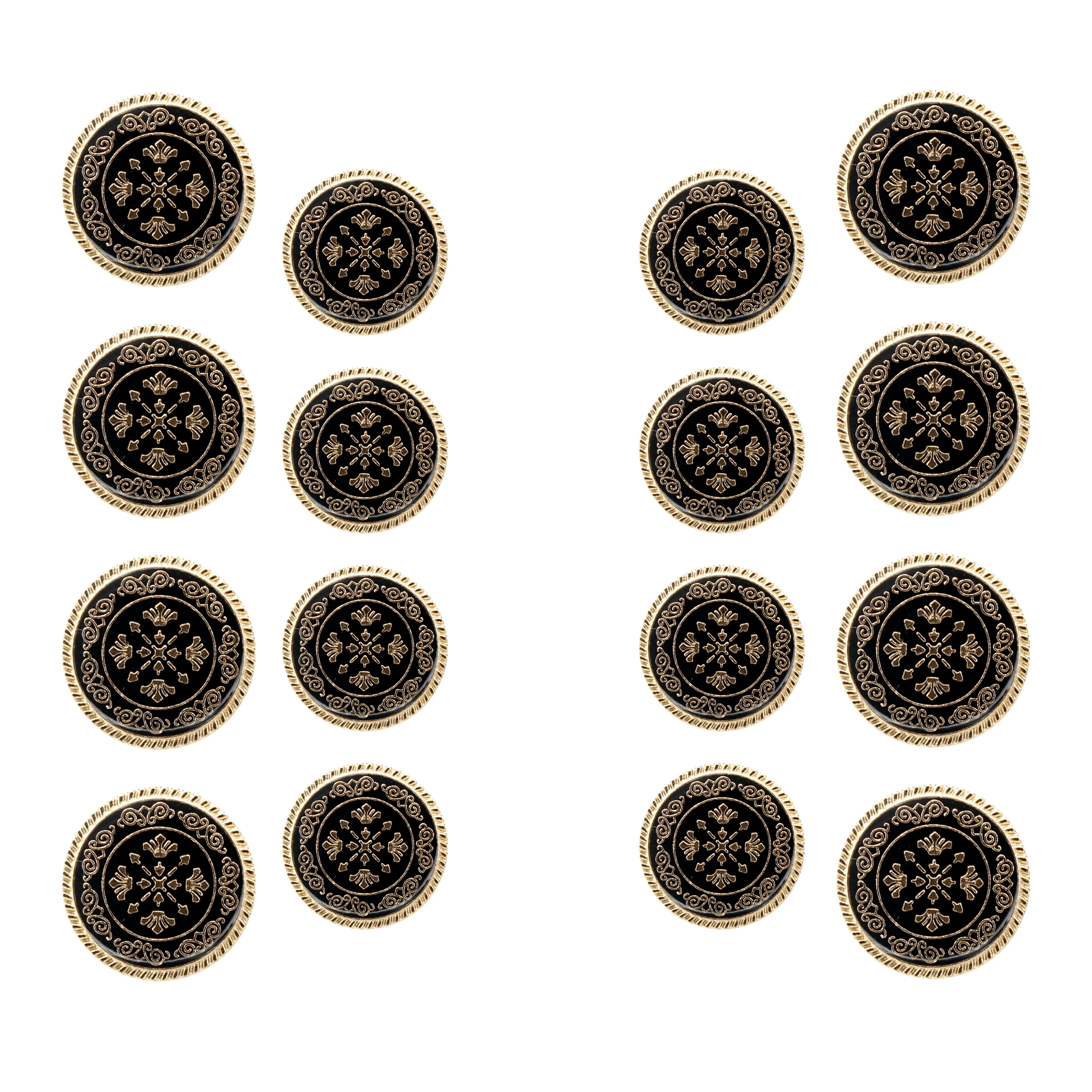 Ornate Snowflake Metal Buttons (8 Big   8 Small)