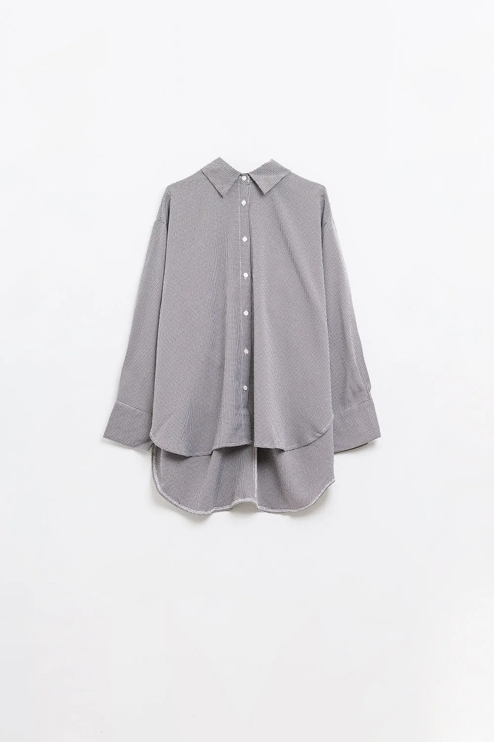 Oversize Gingham Shirt With Bow Detail in Black and White
