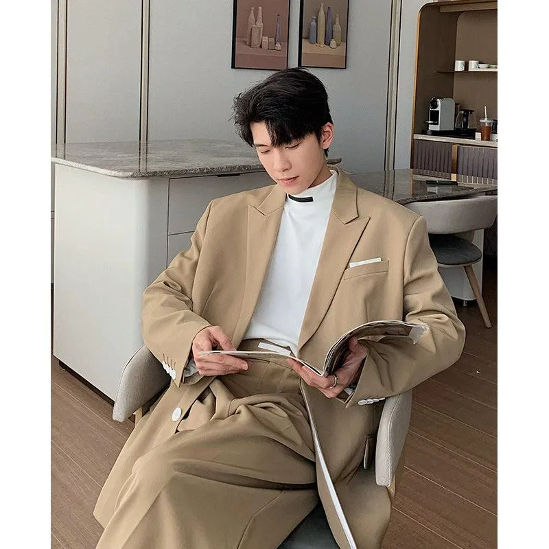 Oversized Blazer & Wide-Leg Pleated Pants ( Suit)