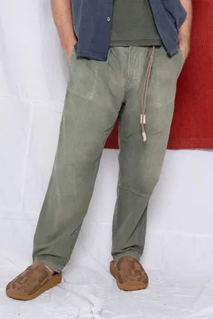 P65 Farmer Pleated Pants Hemp & Organic Cotton Sunfaded Olive Army