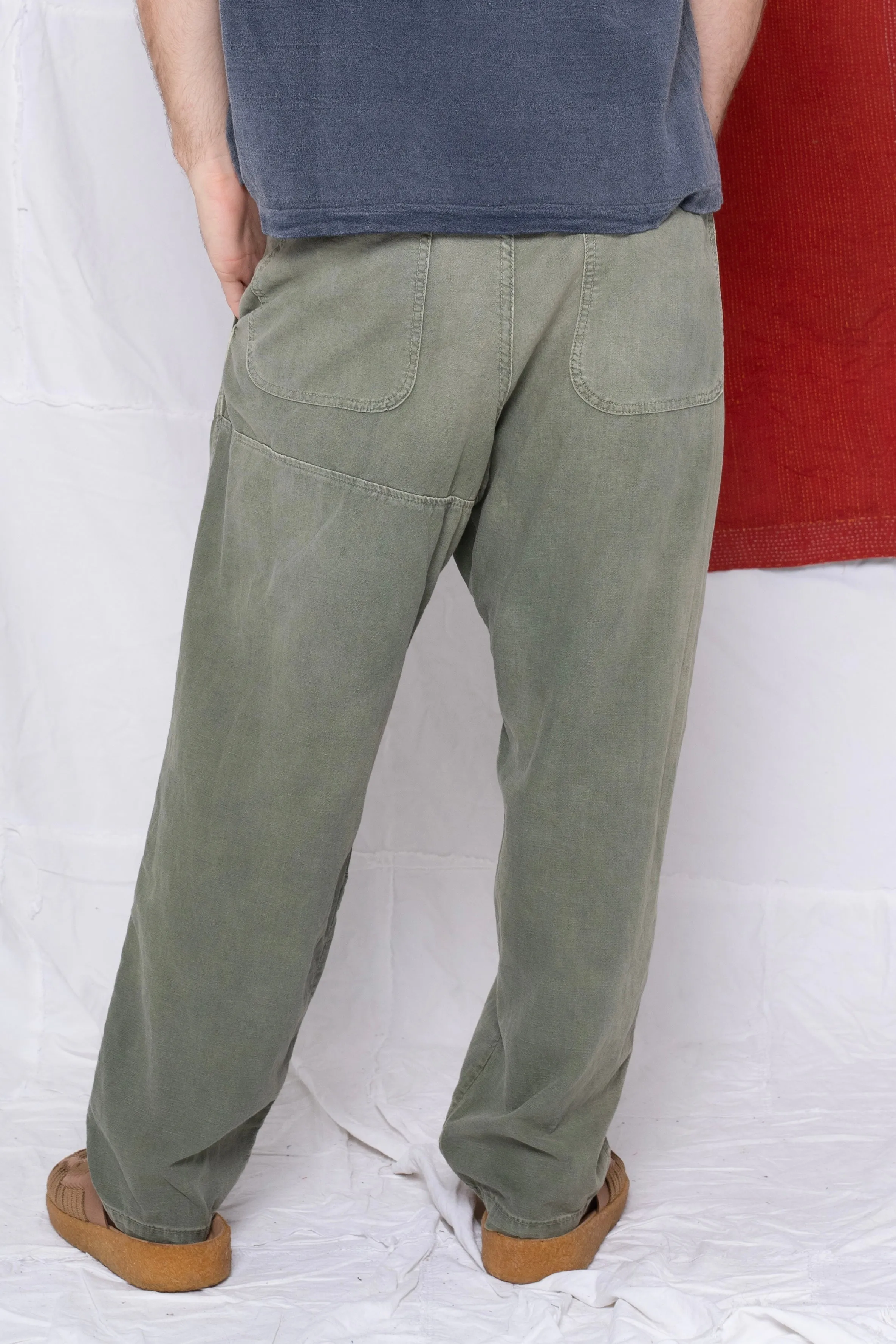 P65 Farmer Pleated Pants Hemp & Organic Cotton Sunfaded Olive Army