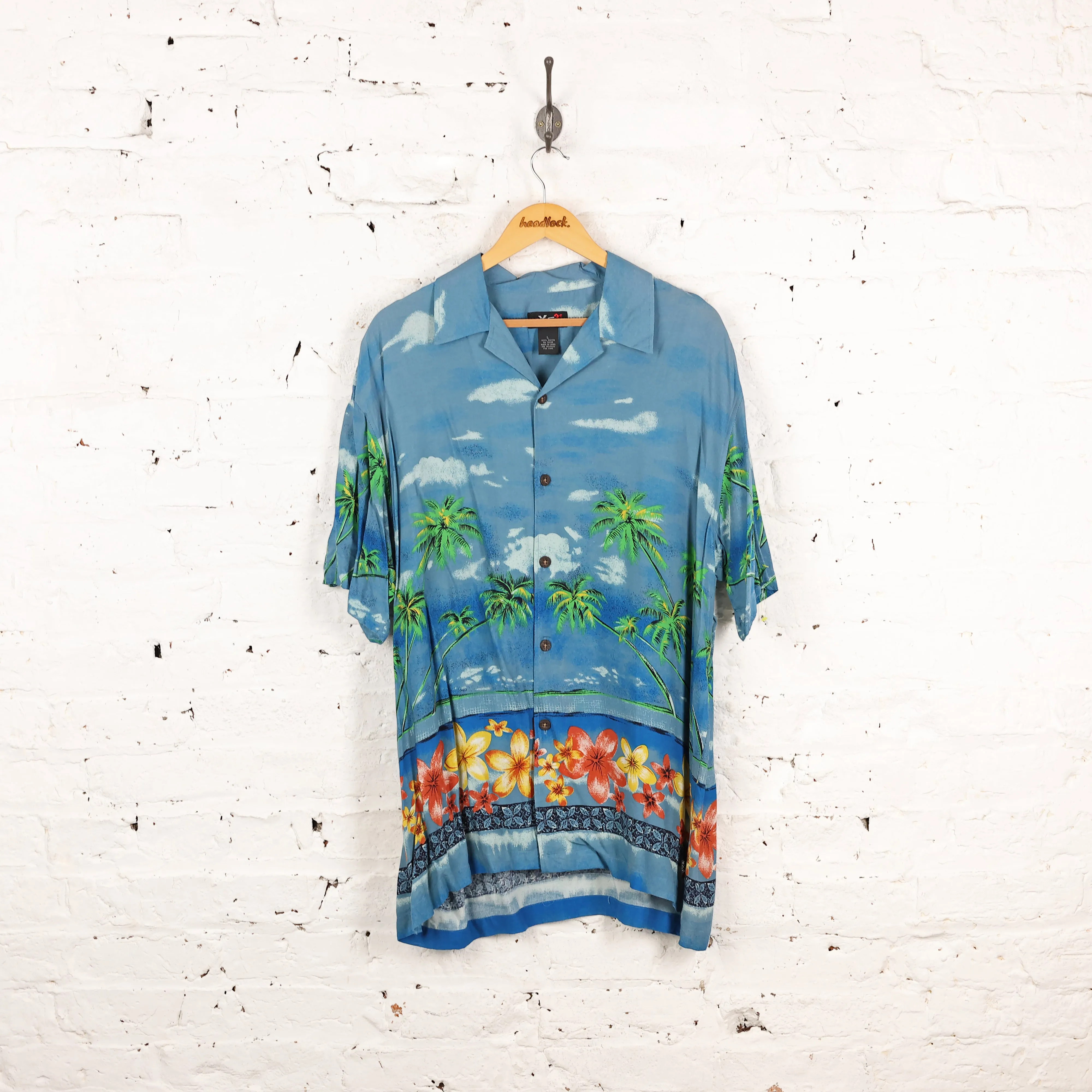 Palm Trees Hawaiian Shirt - Blue - XL