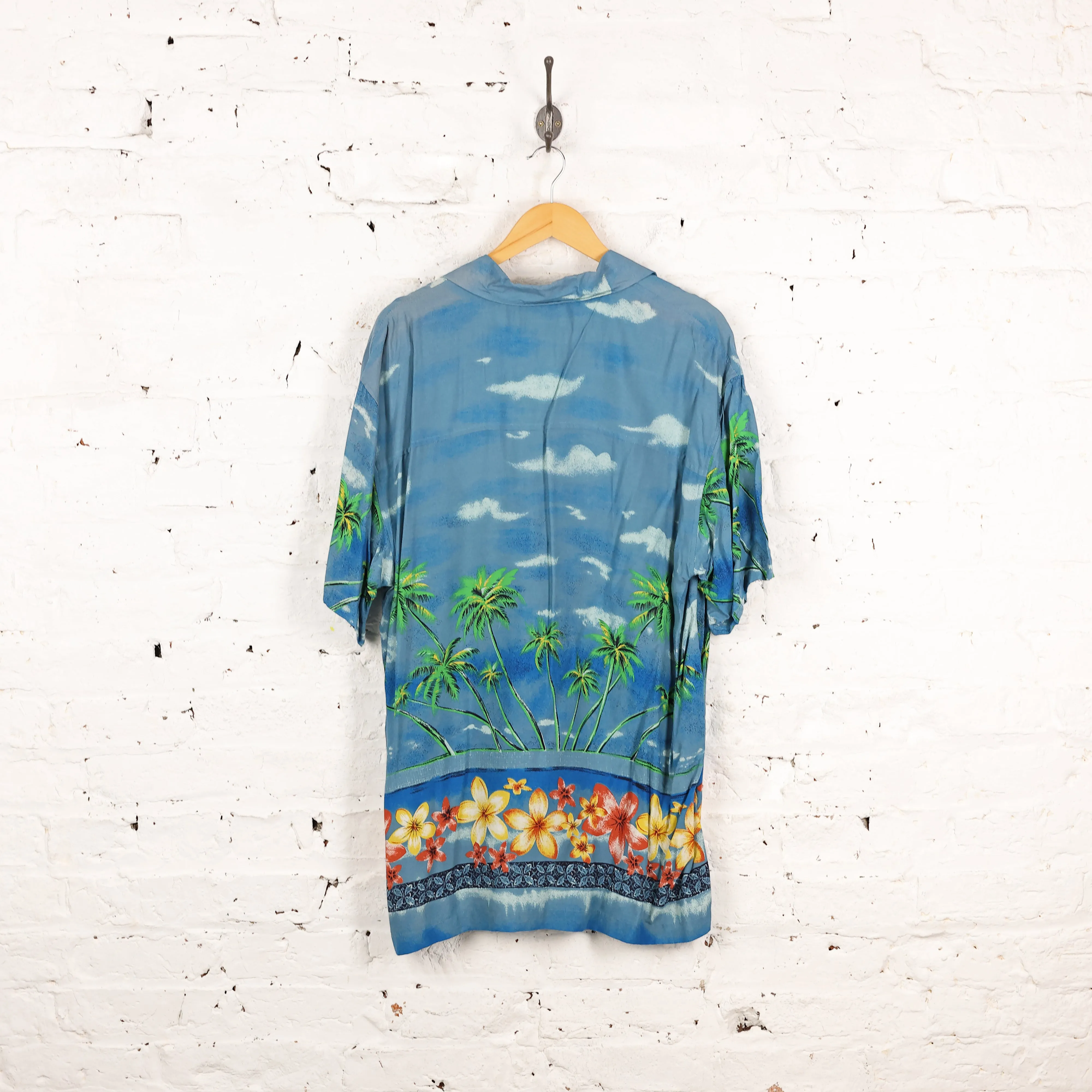 Palm Trees Hawaiian Shirt - Blue - XL