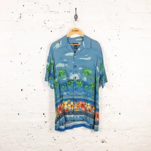 Palm Trees Hawaiian Shirt - Blue - XL