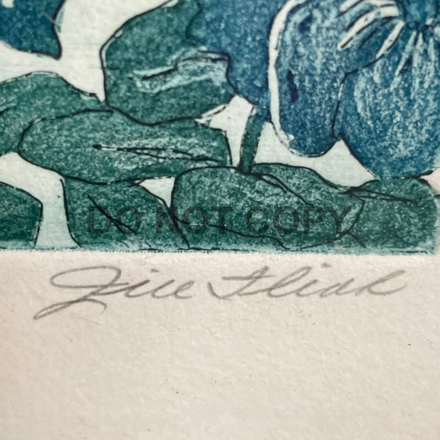 PANSIES - Antique Art Etching signed in pencil by Jill Flink,- Numbered (89/125) In Pencil Modern Pansies
