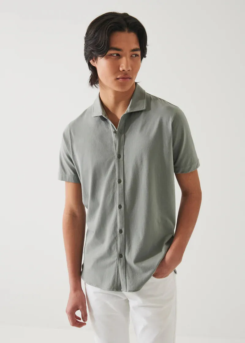 Patrick Assaraf Knit Front Shirt- Dolphin