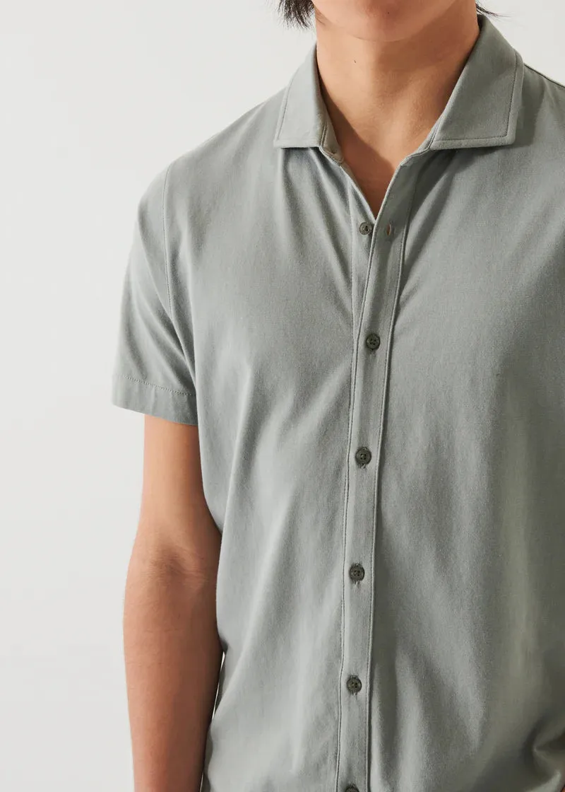 Patrick Assaraf Knit Front Shirt- Dolphin